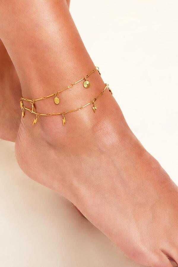 Anklet with lightning bolt charm Gold Stainless Steel
